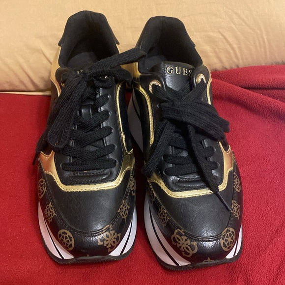 Guess Black and Gold Platform Sneakers - Picture 2 of 13